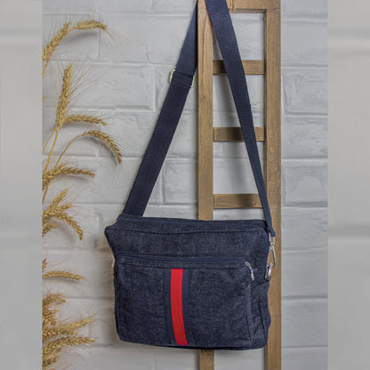 Blue - Upcycled Unisex Crossbody Office Sling Bags