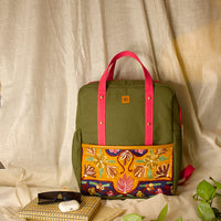 chain stitch hand embroidery backpack