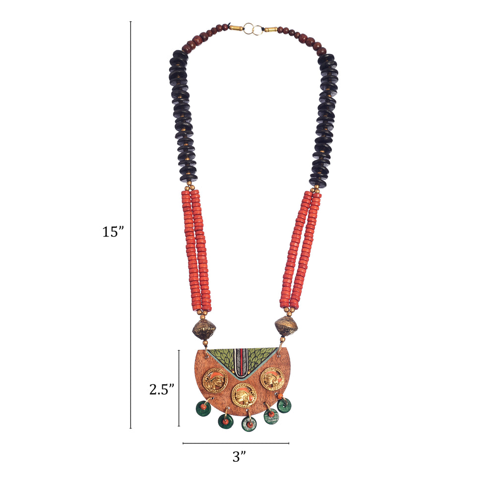 Butterflies in Greens' Handcrafted Tribal Dhokra Necklace