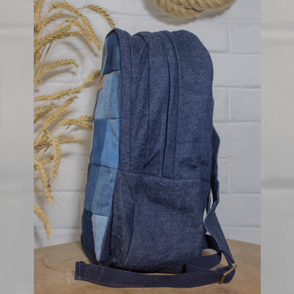 Upcycled Random Denim & Felt Travel Backpack Bags