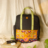 chain stitch hand embroidery backpack