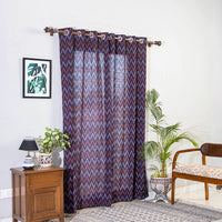 Purple - Pochampally Ikat Weave Pure Cotton Fabric Door Curtain (7 x 3 Feet) (single piece)