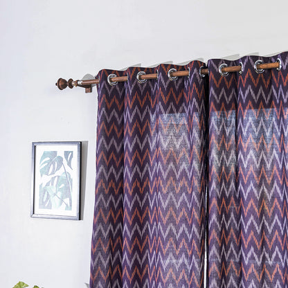 Purple - Pochampally Ikat Weave Pure Cotton Fabric Door Curtain (7 x 3 Feet) (single piece)