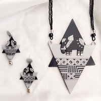 madhubani wooden necklace set