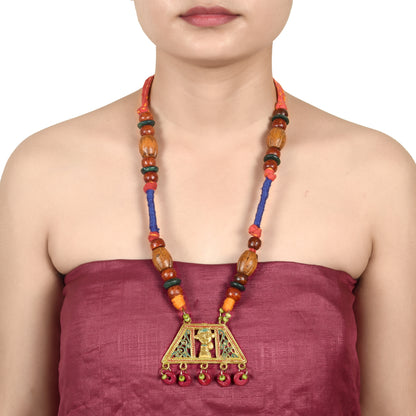 The Empress House Handcrafted Tribal Dokra Necklace in Prussian Blue