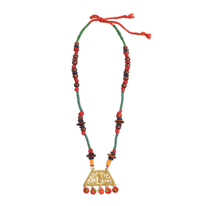 The Empress House Handcrafted Tribal Dokra Necklace in Pumpkin Orange