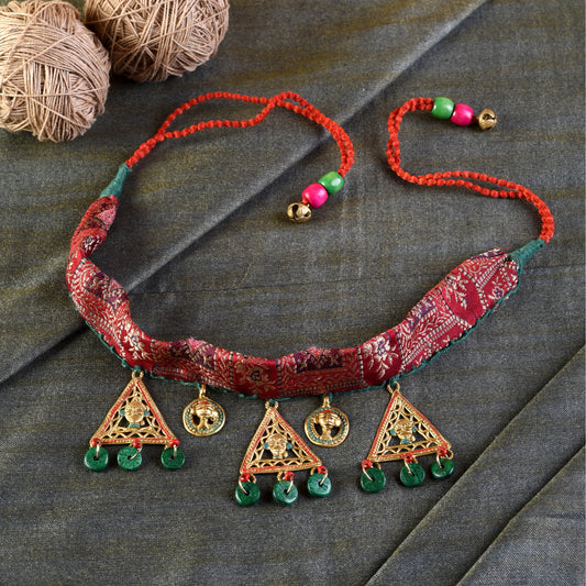 The Empress Trinity Handcrafted Tribal Dokra Necklace