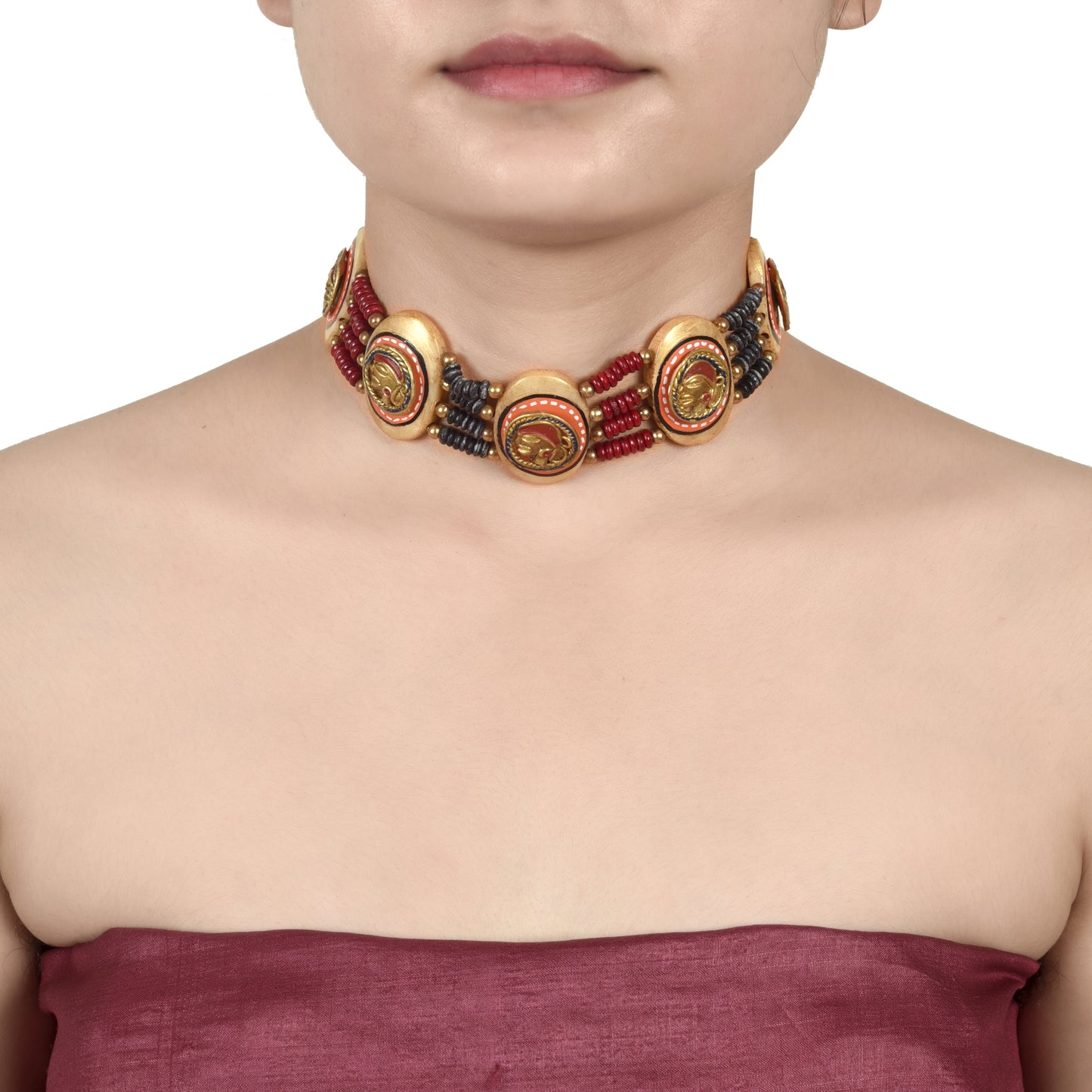 The Guards Of Empress Handcrafted Tribal Dokra Oval Choker