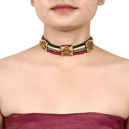 The Guards Of Empress II Handcrafted Tribal Dhokra Square Choker