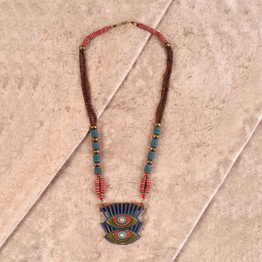 Evil Eyes-III' Handcrafted Tribal Dokra Necklace