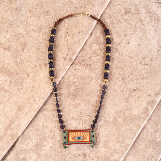 Evil Eyes-VI' Brown Handcrafted Tribal Dhokra Necklace