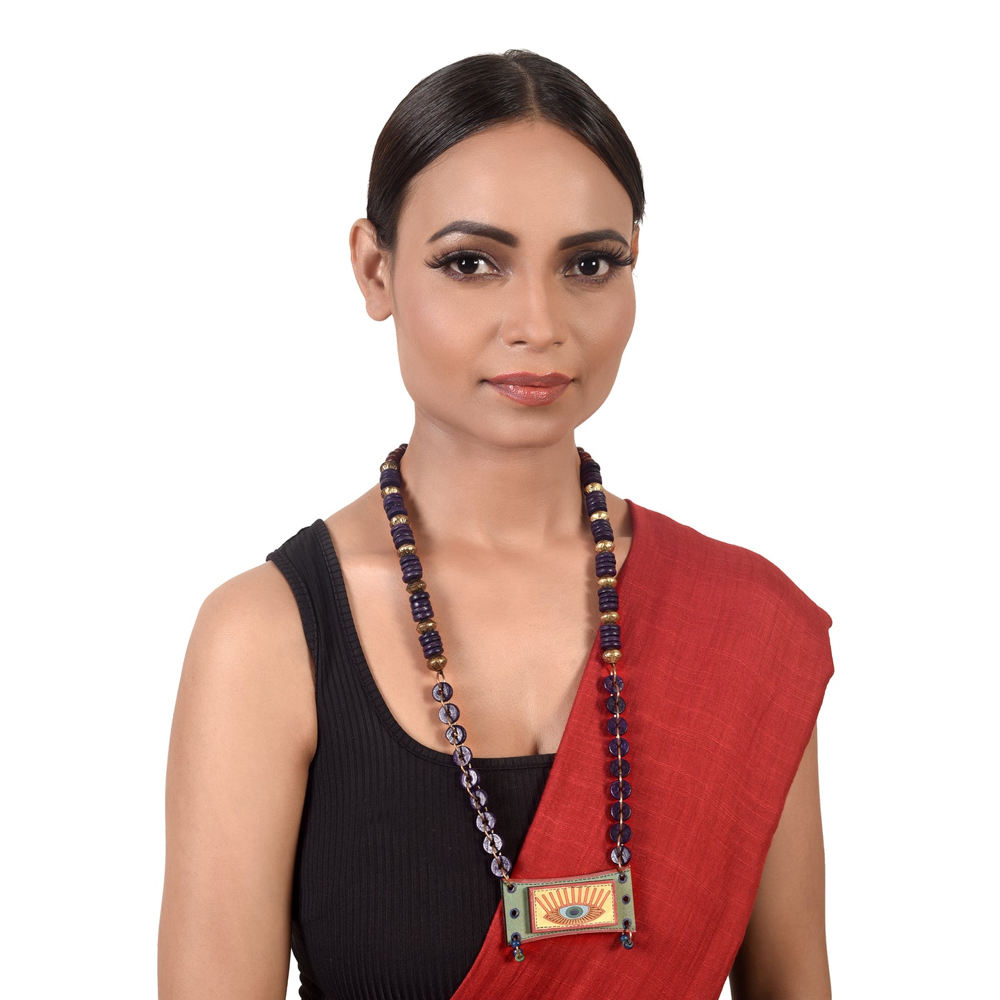 Evil Eyes-VI' Brown Handcrafted Tribal Dhokra Necklace