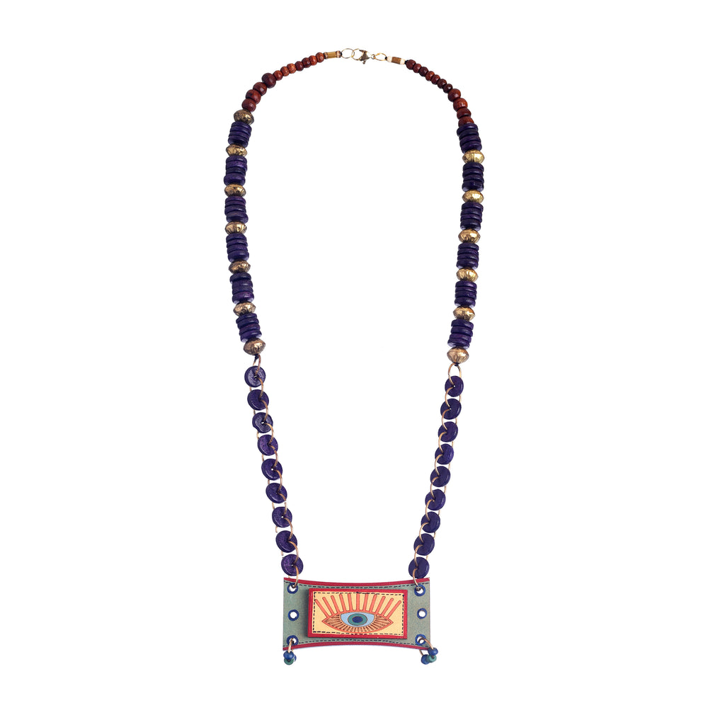 Evil Eyes-VI' Brown Handcrafted Tribal Dhokra Necklace