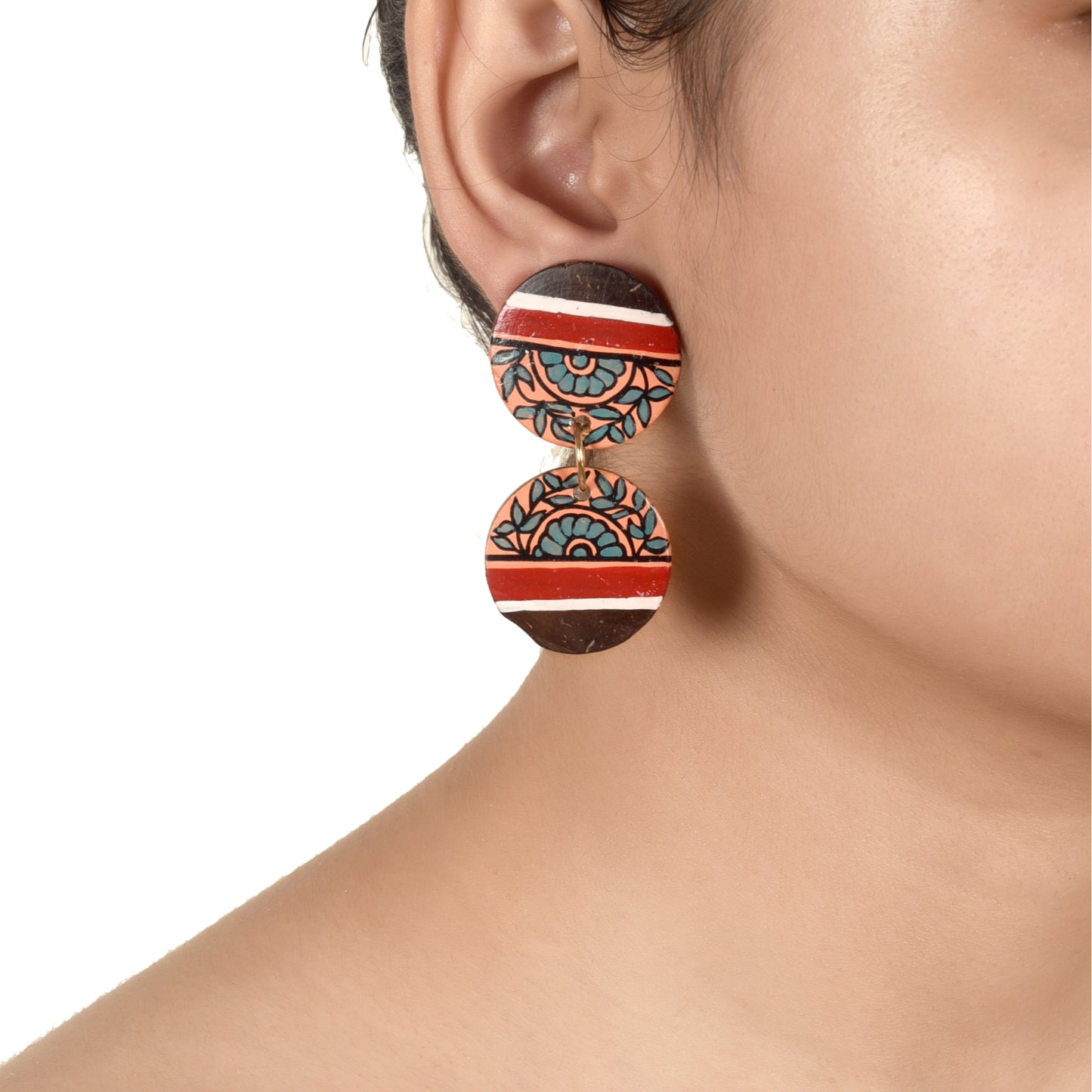 Floral Drops Handcrafted Tribal Wooden Earrings