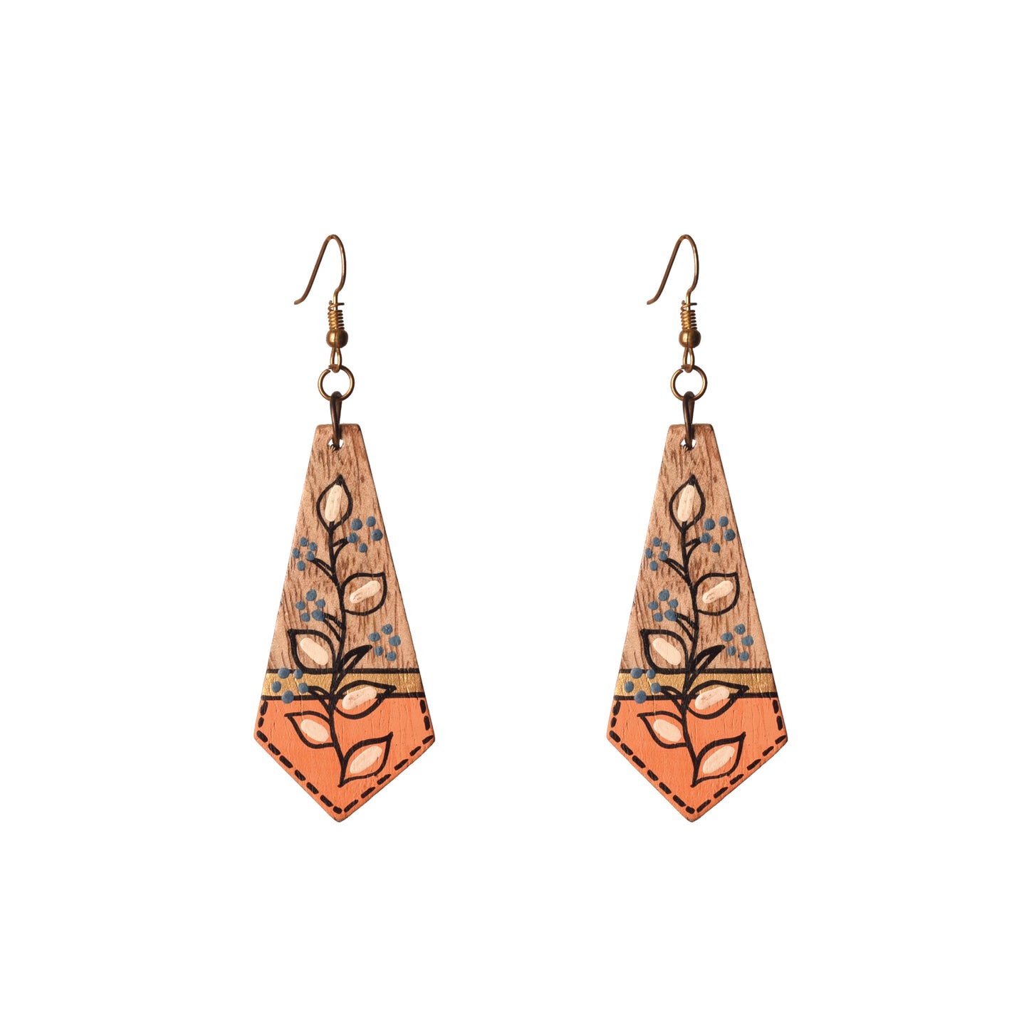 The Floral Arrows Handcrafted Tribal Wooden Earrings
