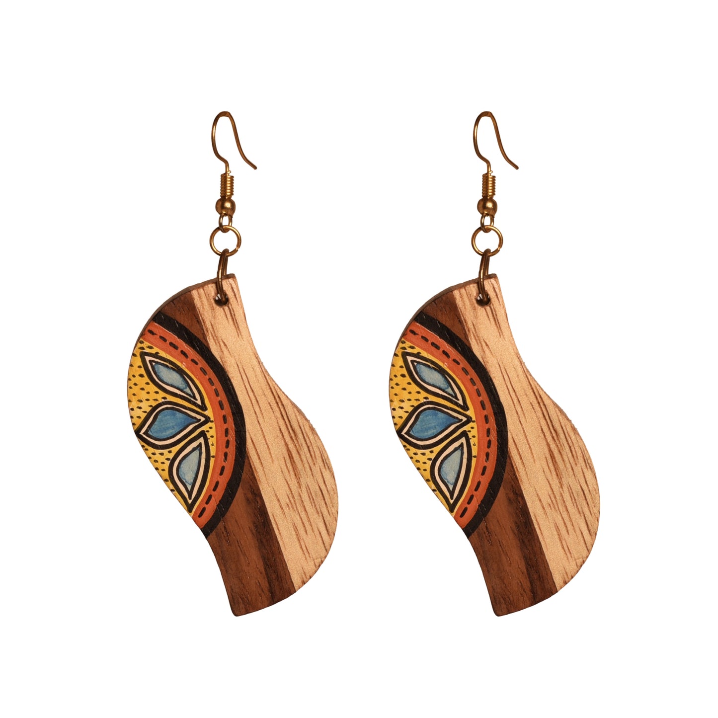 Orchid Handcrafted Tribal Wooden Earrings