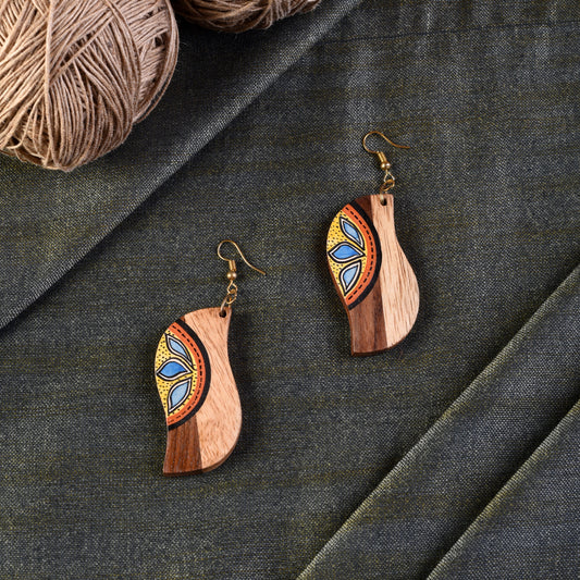 Orchid Handcrafted Tribal Wooden Earrings