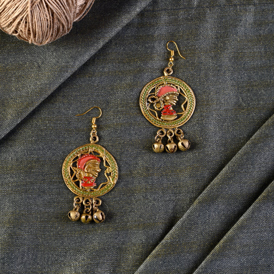 The Empress Star Handcrafted Trobal Dhokra Earrings