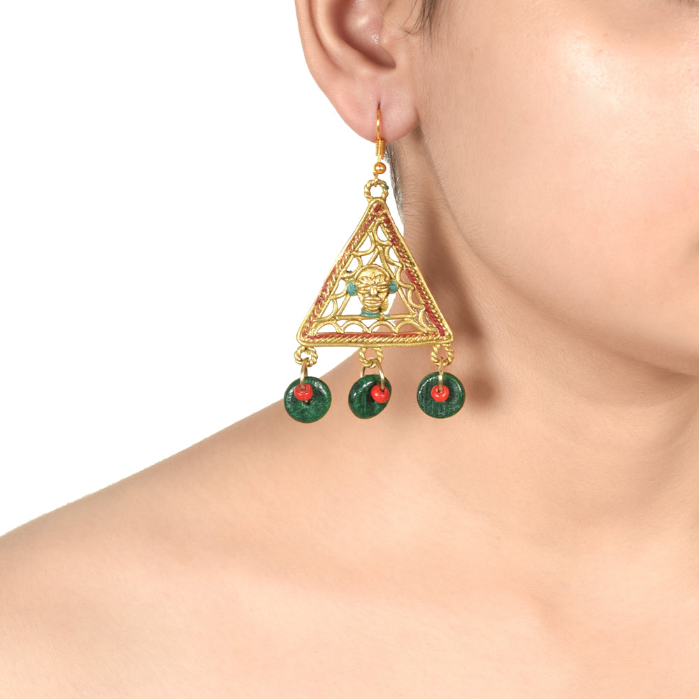 The Trinity Handcrafted Tribal Dhokra Earrings