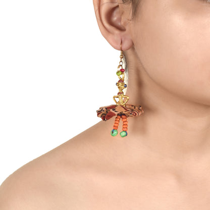 The Dancing Empress Handcrafted Tribal Dhokra Earrings in Floral Design
