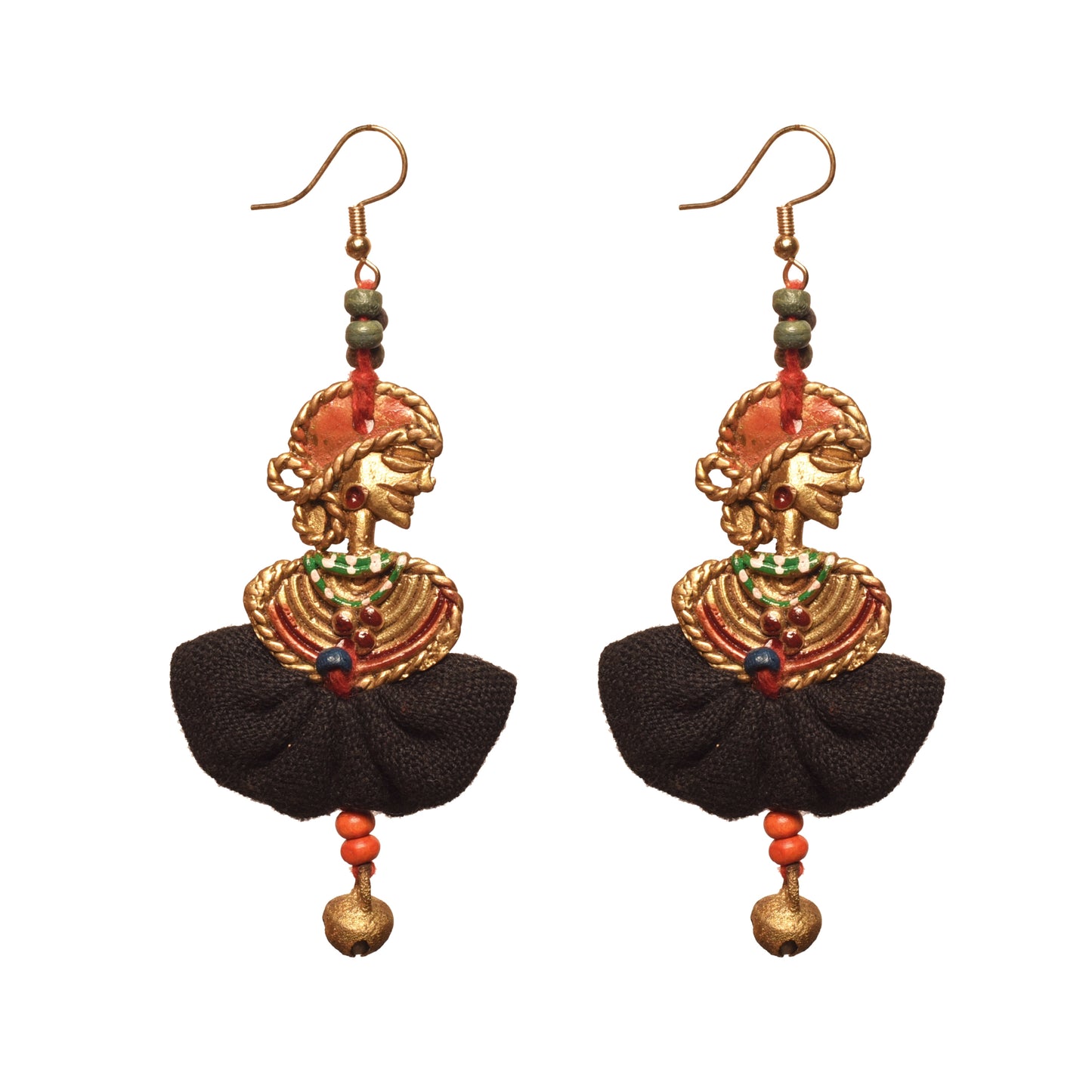 The Dancing Empress Handcrafted Tribal Dhokra Earrings in Jet Black