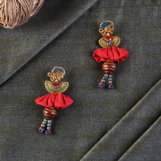 The Dancing Empress Handcrafted Tribal Dhokra Earrings in multicolours