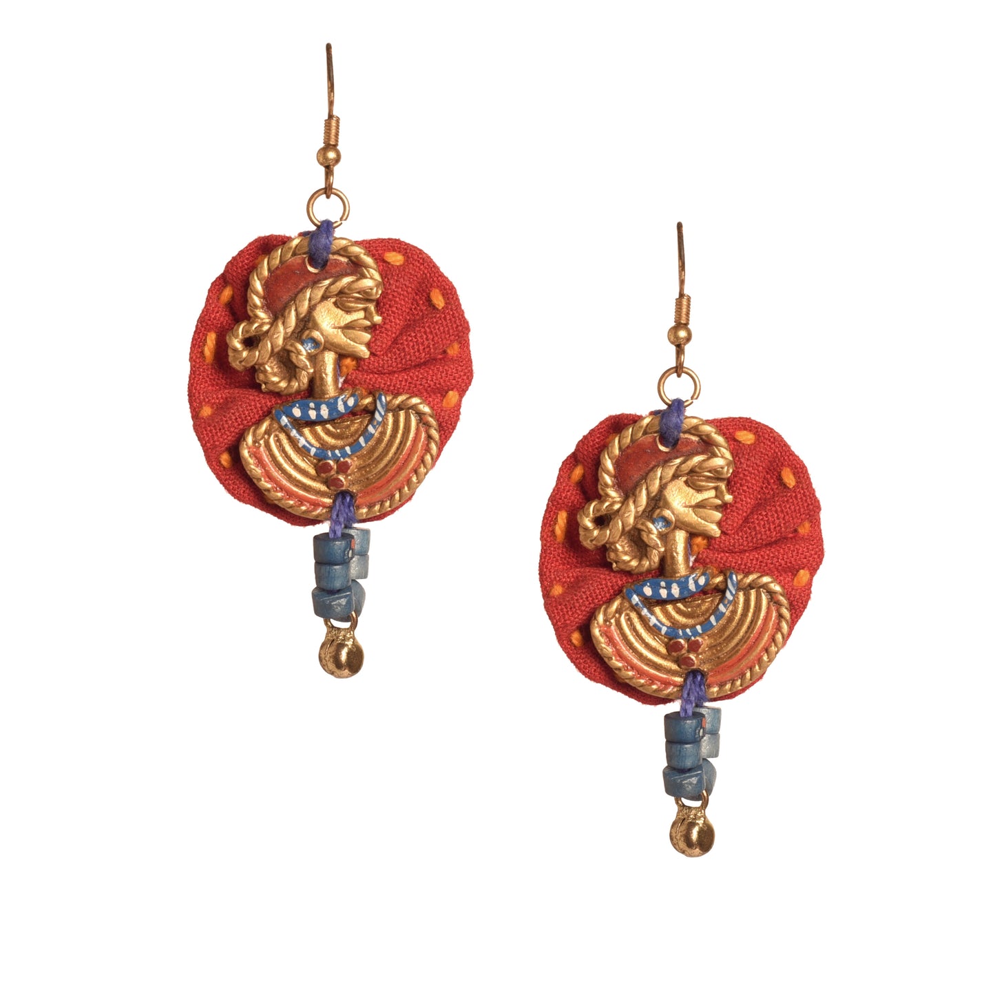 The Royal Empress Handcrafted Tribal Dhokra Round Earrings in Red
