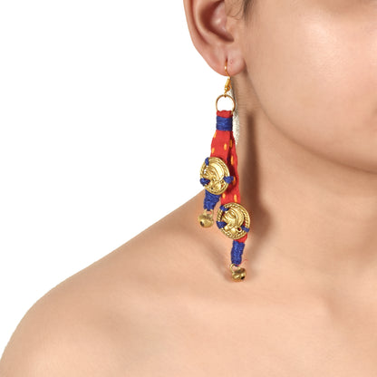 The Tribal Drops Handcrafted Tribal Dhokra Earrings in fabric