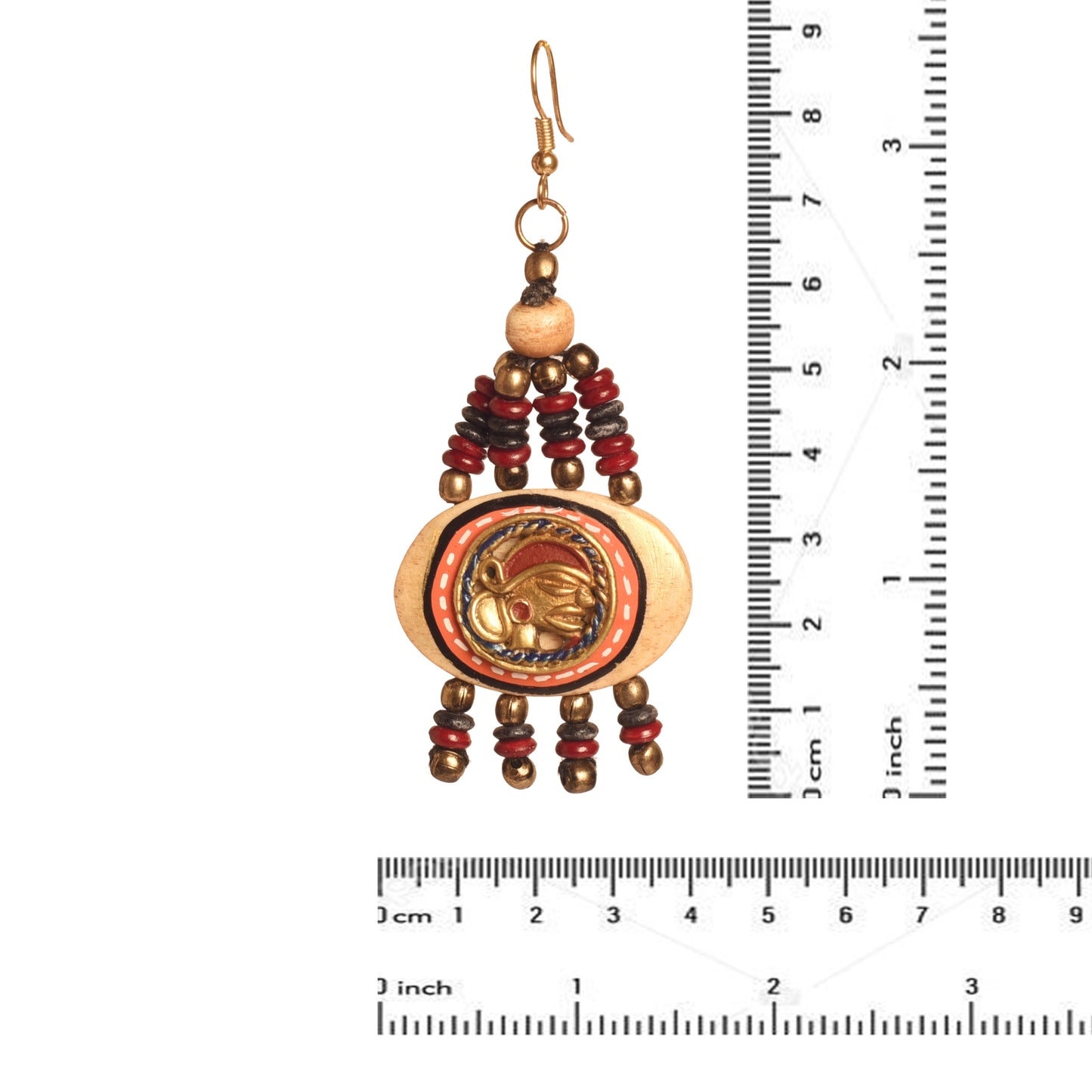 The Empress Handcrafted Tribal Dhokra Earrings in Maroon