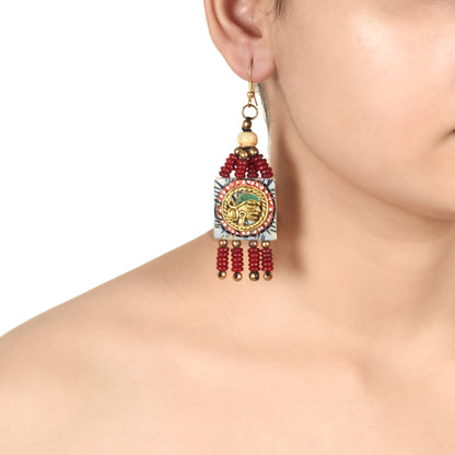 The Empress Handcrafted Tribal Dhokra Earrings in Turquoise