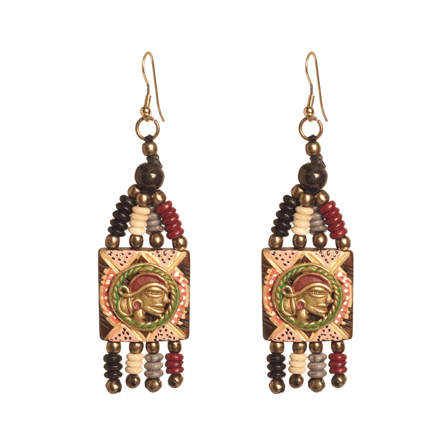 The Empress Handcrafted Tribal Dhokra Earrings in Multicolour