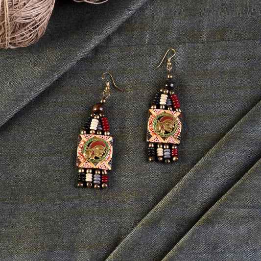 The Empress Handcrafted Tribal Dhokra Earrings in Multicolour