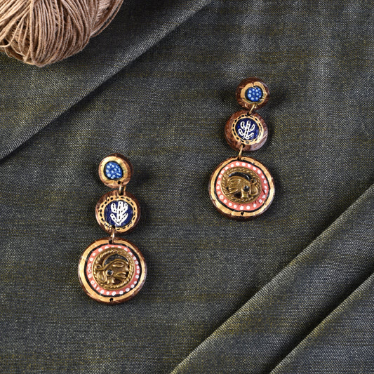 Tribal Drops Handcrafted Dhokra Earrings in wood