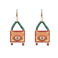 Evil Eye-VI' Handcrafted Tribal Wooden Earrings