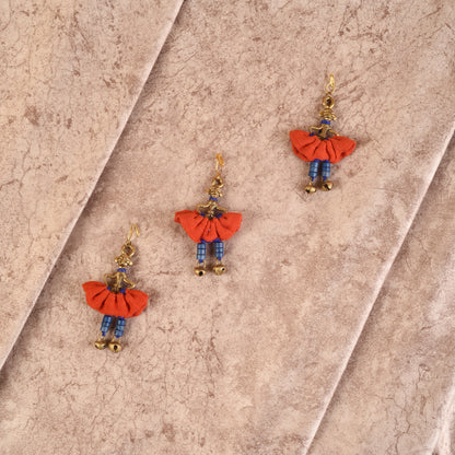 The Dancing Empress Handcrafted Brass Buttons S03, Orange