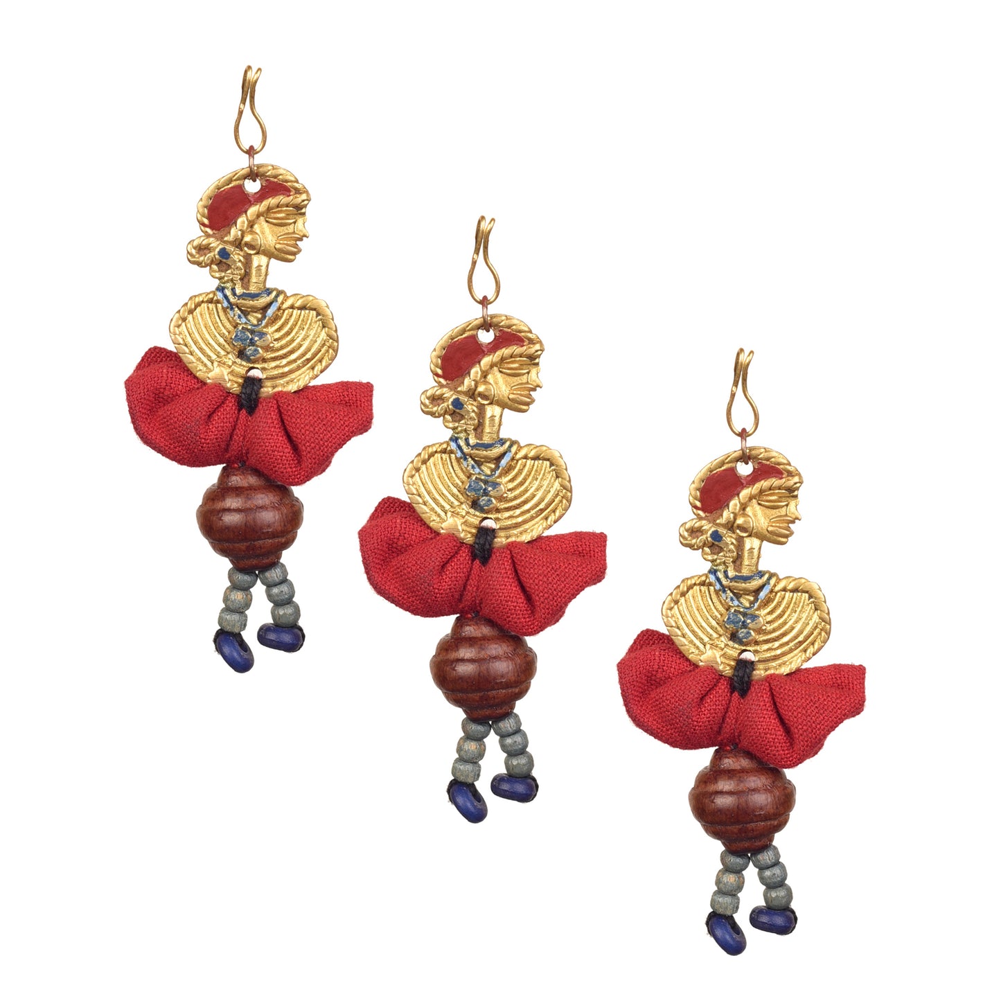The Dancing Empress Handcrafted Brass Buttons S03, Red
