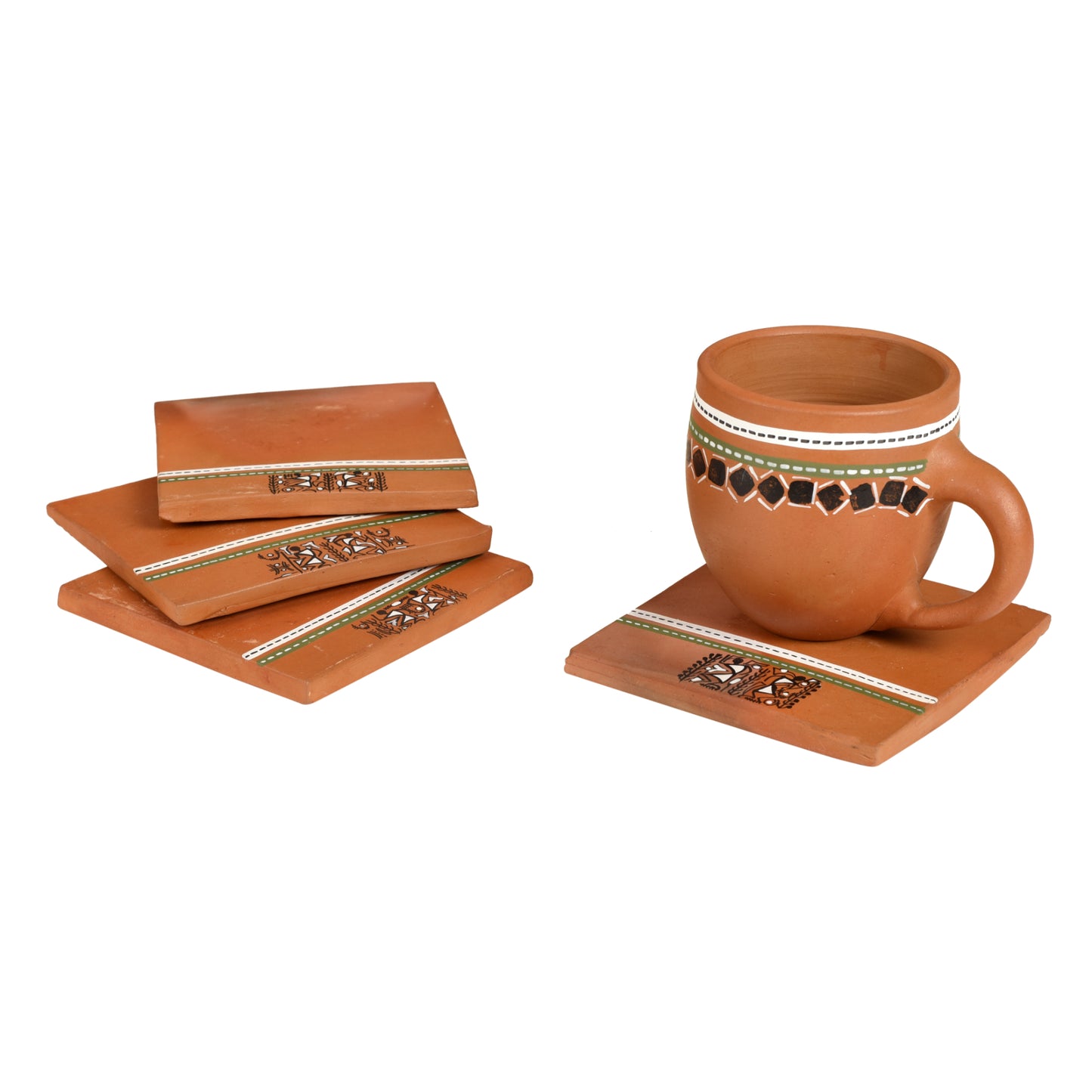 'Back To Earth' Earthen Coasters with Warli Art So4