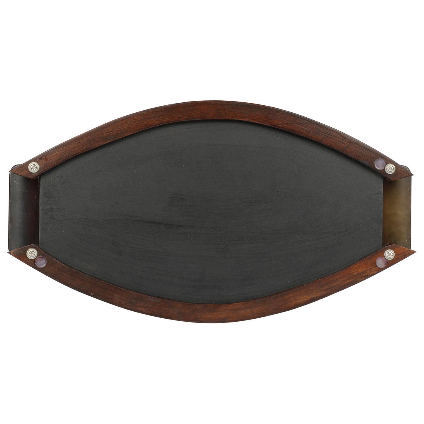 AAC-41-02-23-PB Oval Tray handcrafted & Framed with Metal Handles, Orange (18x9.5)