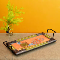 Serving Tray Madhubani Art with Easy Handle (21x8.5x3)