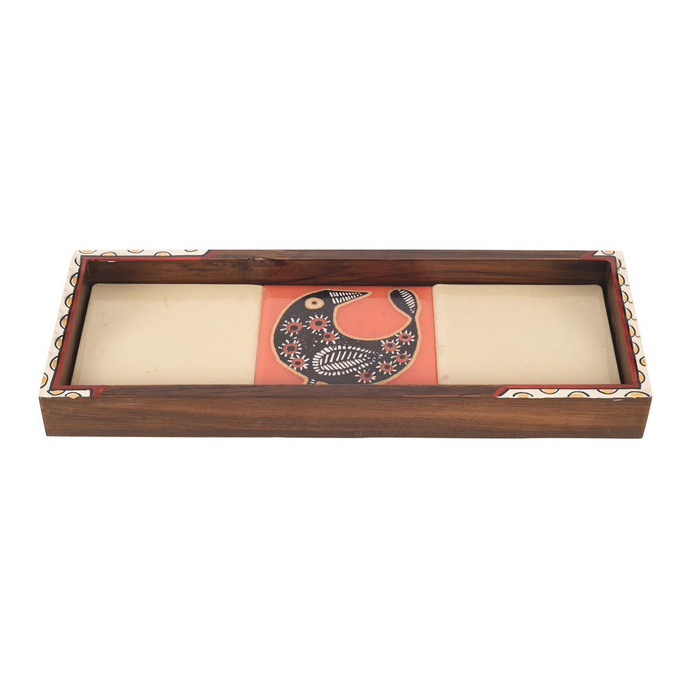 Mango Wood Handcrafted Cuckoo Rectangular Tray (12.5 x 5 in)