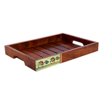 Trays with Madhubani Art Handcrafted in RoseWood (set of 2) (14x10/12x8.4