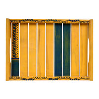 Trays in Yellow with Tribal Art Handcrafted in RoseWood (set of 2) (14x10/12x8