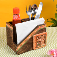 Mango Wood Handcrafted Cutlery Holder (7.2 x 5 in)