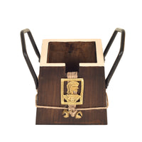 Handcrafted Wooden Cutlery Holder with Dhokra Art (3.5 x 5 in)