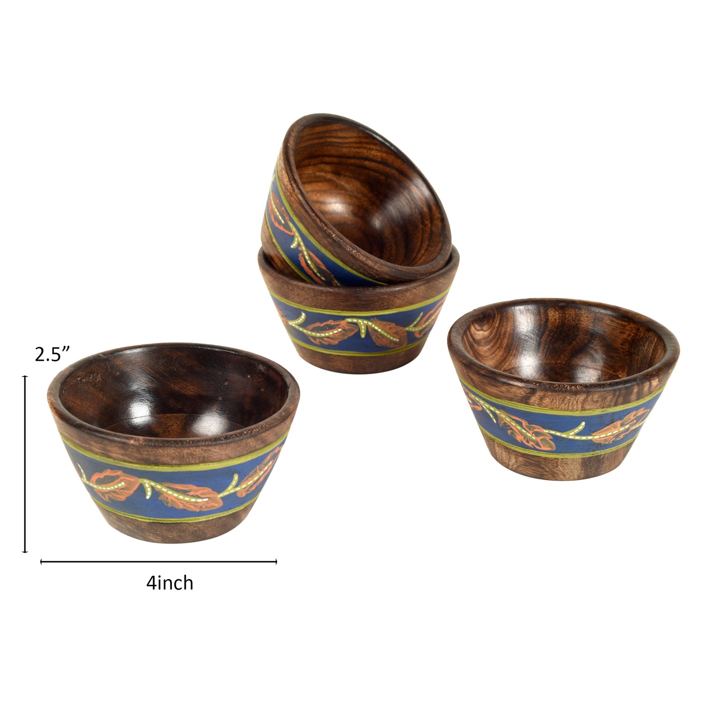 Hand-painted Wooden Autumn Leaf Bowls-Set of 4