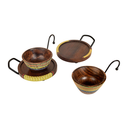 Hook-ed Snack Bowls with round Tray-Two Set (large) (7.5x6x4.5/7.5x6x4.5)