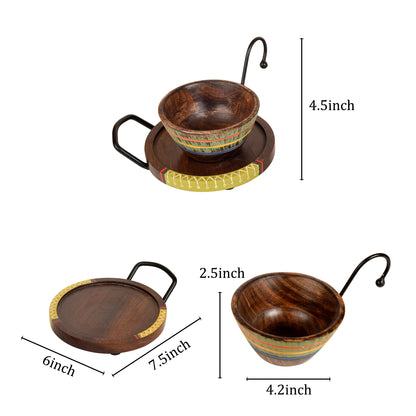 Hook-ed Snack Bowls with round Tray-Two Set (large) (7.5x6x4.5/7.5x6x4.5)