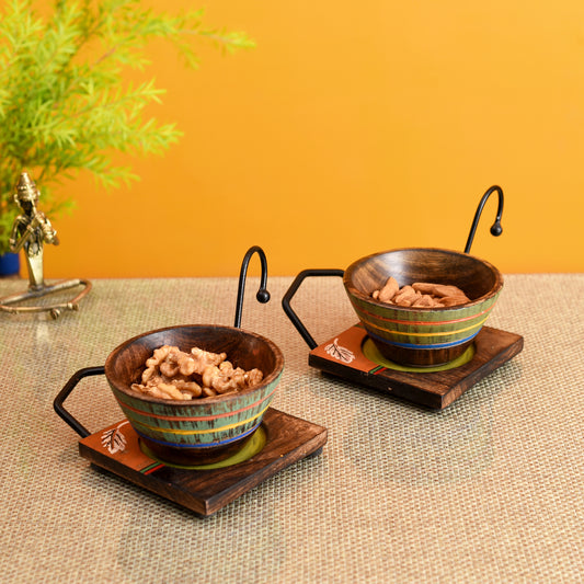 Hook-ed Snack Bowl with Square Tray Two Sets (6.5x4x4.5/6.5x4x4.5)