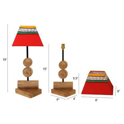 Tao II Wooden Table Lamp with Tapered Square Shade-Height - 19''