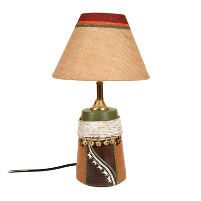 Hand Knitted Earthen Lamp with Jute Shade (16x4.5)